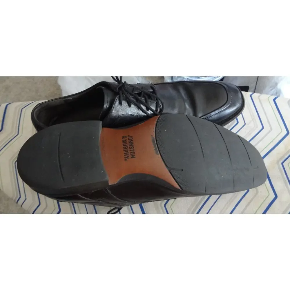 Johnston Murphy Black Leather Apron Square Toe Oxford Dress Shoes Men 11 Lace Up